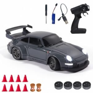 flare remote control car | 20kmph, 2.4ghz | rc drifting car, rc car, valentine gift, 4 wheel drive, boost mode, long range remote, hard plastic top with led head light (burnout grey)