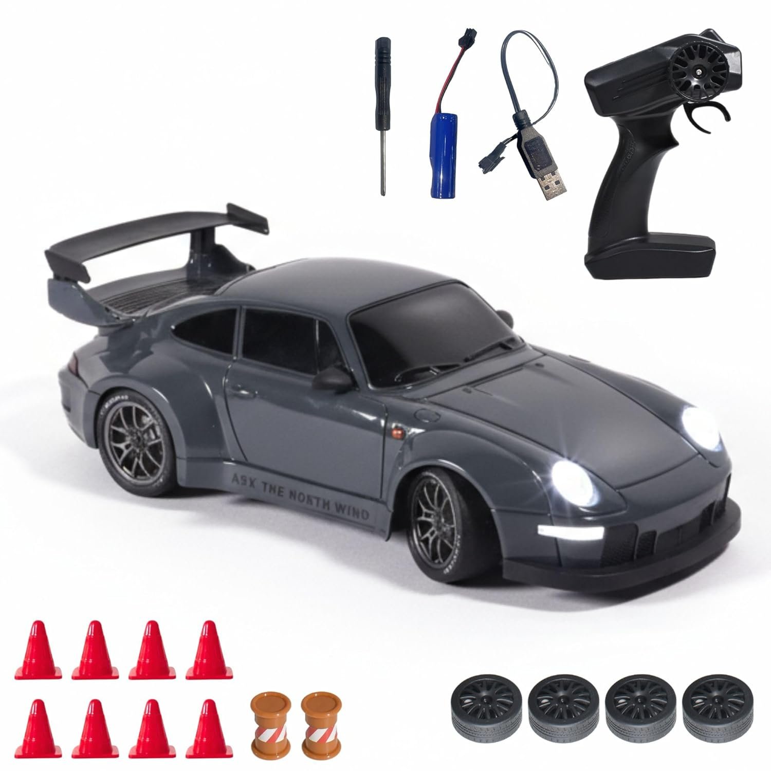 flare remote control car | 20kmph, 2.4ghz | rc drifting car, rc car, valentine gift, 4 wheel drive, boost mode, long range remote, hard plastic top with led head light (burnout grey) flare remote control car | 20kmph, 2.4ghz | rc drifting car, rc car, valentine gift, 4 wheel drive, boost mode, long range remote, hard plastic top with led head light (burnout grey)