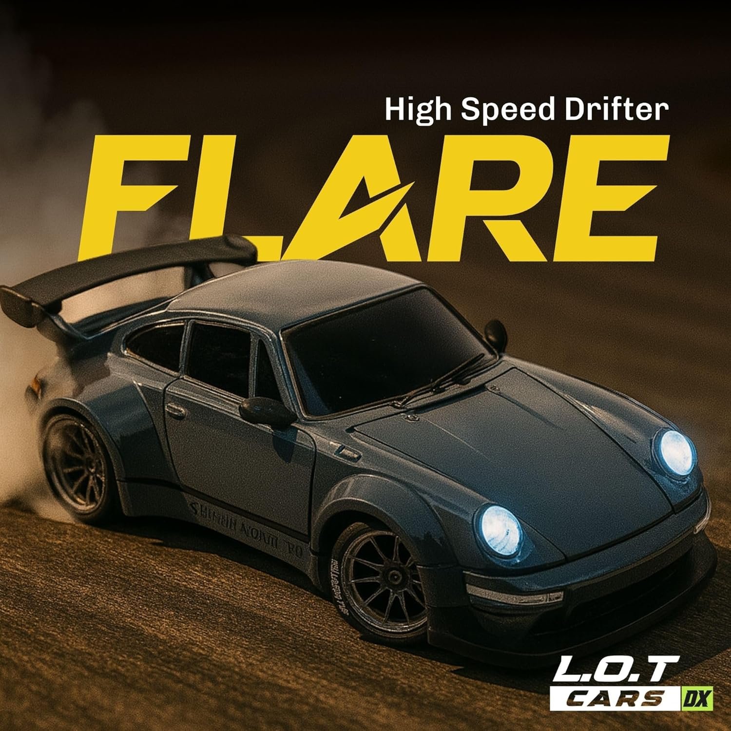 flare remote control car | 20kmph, 2.4ghz | rc drifting car, rc car, valentine gift, 4 wheel drive, boost mode, long range remote, hard plastic top with led head light (burnout grey) flare remote control car | 20kmph, 2.4ghz | rc drifting car, rc car, valentine gift, 4 wheel drive, boost mode, long range remote, hard plastic top with led head light (burnout grey)